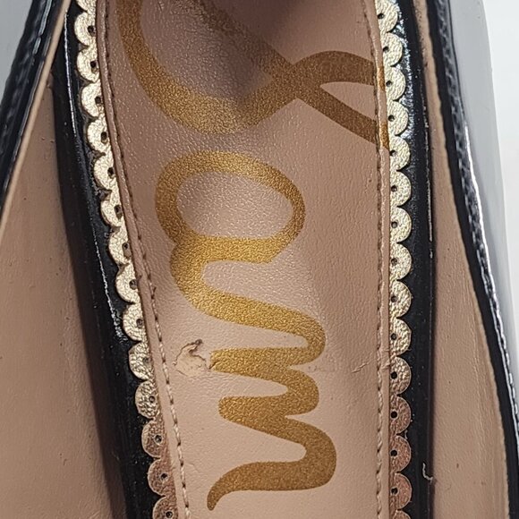 SAM EDELMAN Hazel Black Gold Simmer Patent Leather Stiletto Dress Pump - Picture 9 of 10